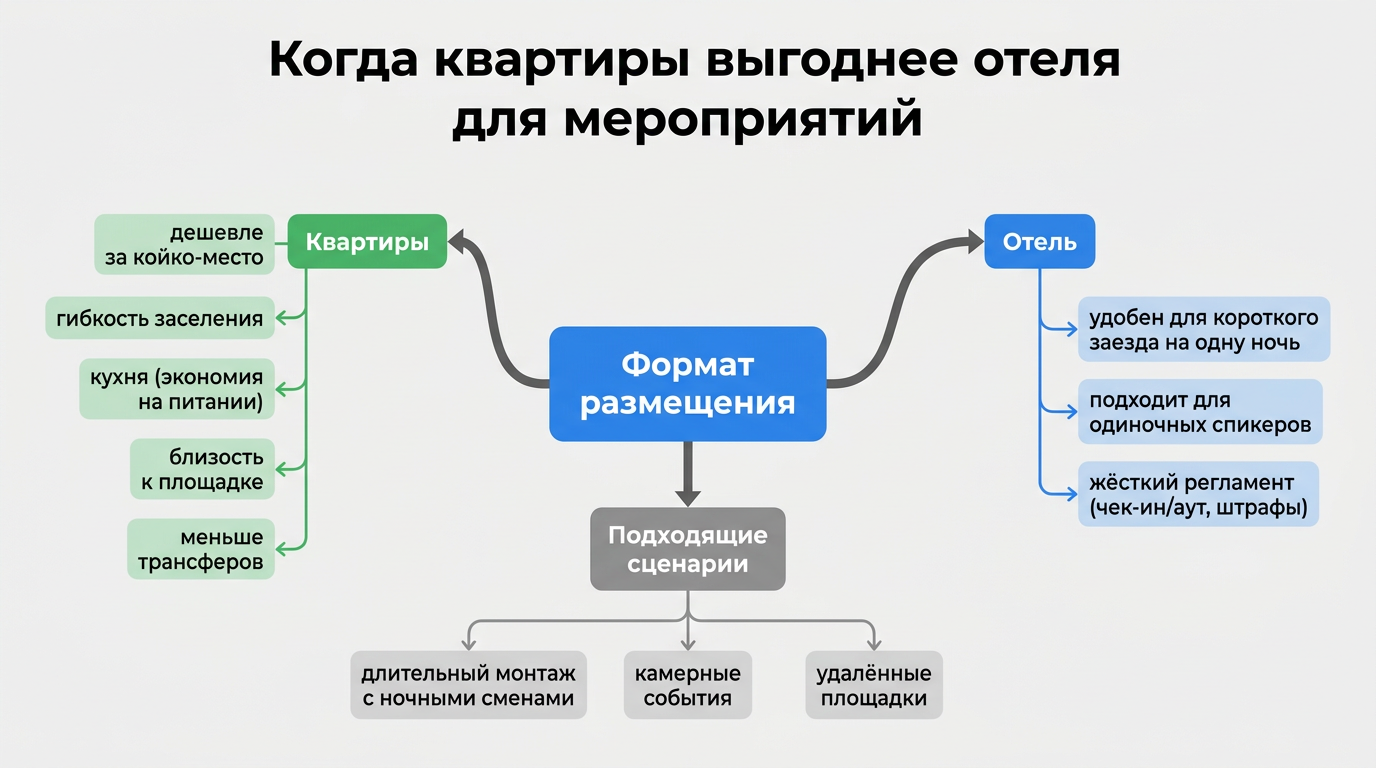 Когда квартиры выгоднее отеля для мероприятий